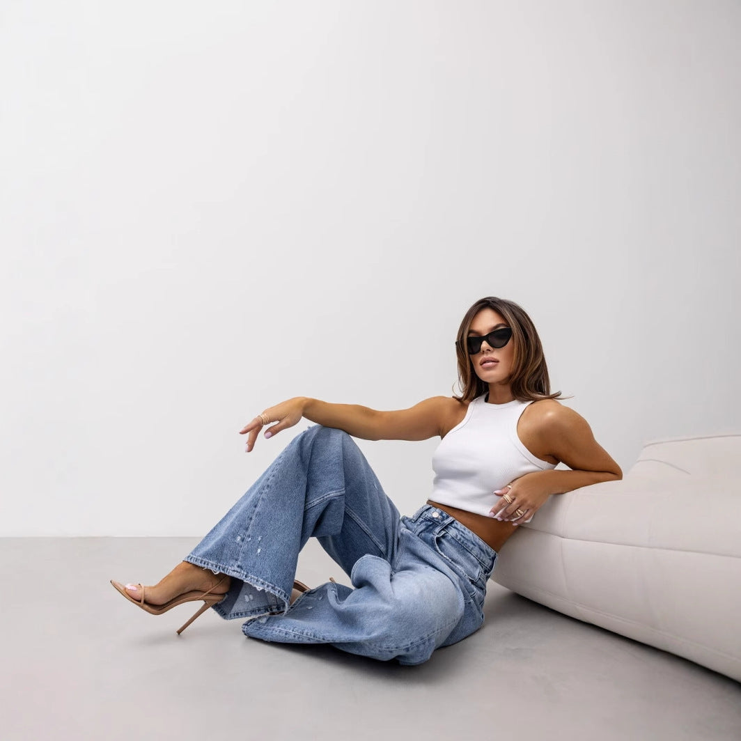 Retro Jeans de Pierna Recta