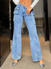 Denim Jeans Blau con Bolsillos Cargo