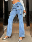 Denim Jeans Blau con Bolsillos Cargo