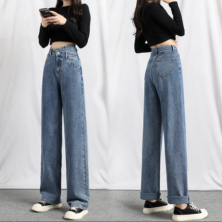 Denim Jeans de Cintura Irregular